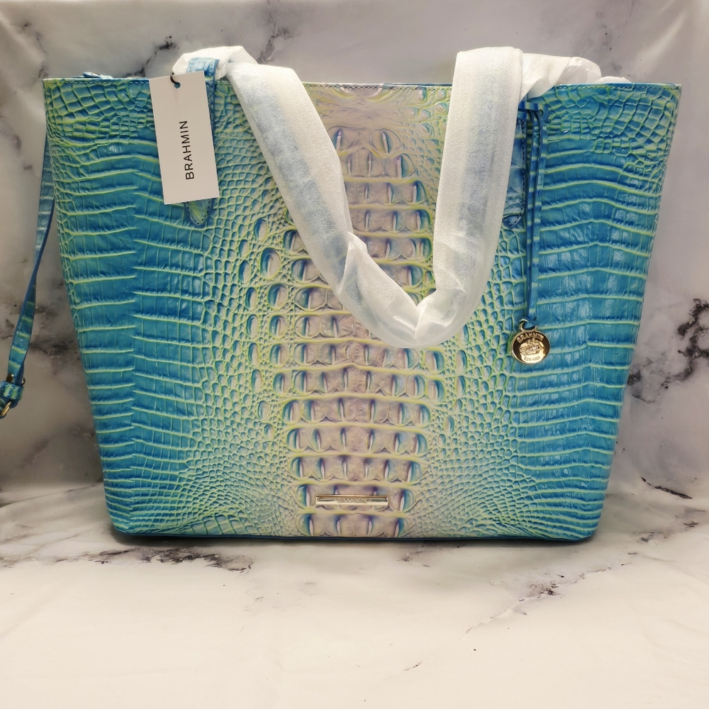 Brahmin Brooke Tote Bag in Cotton Candy Ombre Melbourne Leather w/ Zipper Pouch - Picture 5 of 14